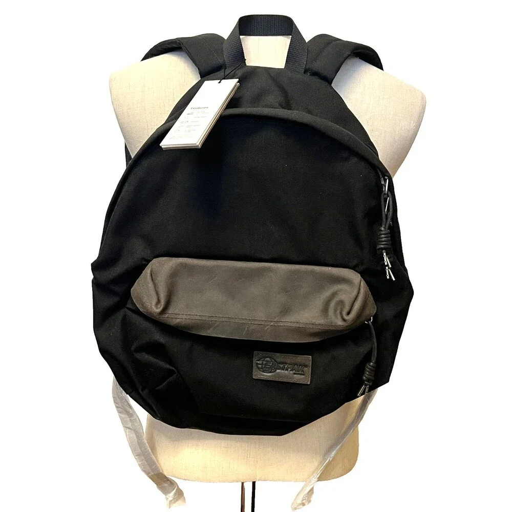 NWT Eastpak Backpack RAVEN AXER Black Cordura Canvas & Leather 24L Padded Pak'r